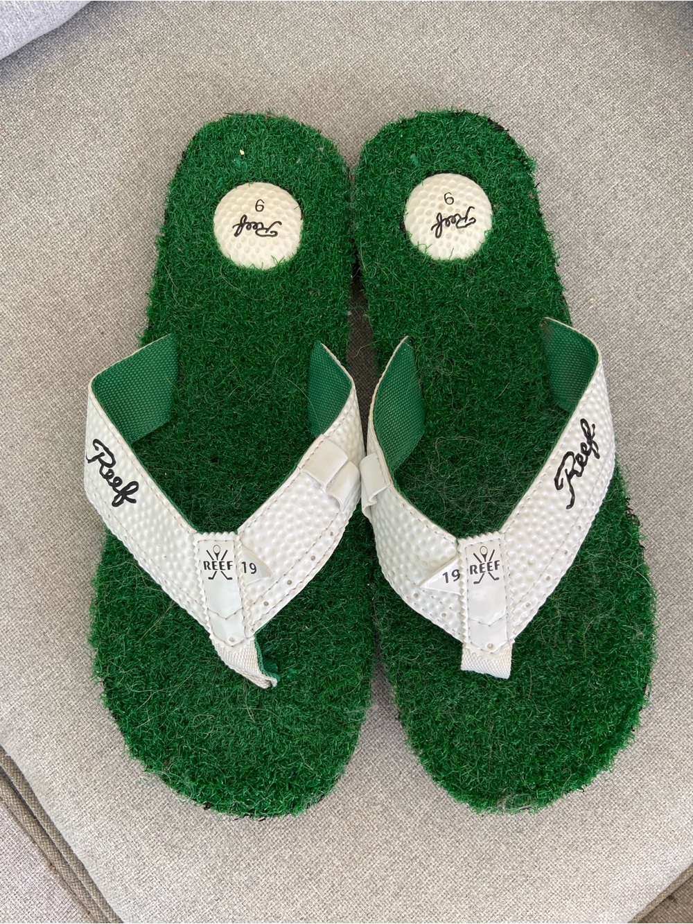 Reef Green & White Turf Footbed Flip Flops